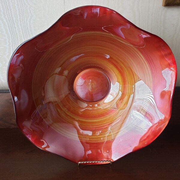 Red Glass Bowl Etsy