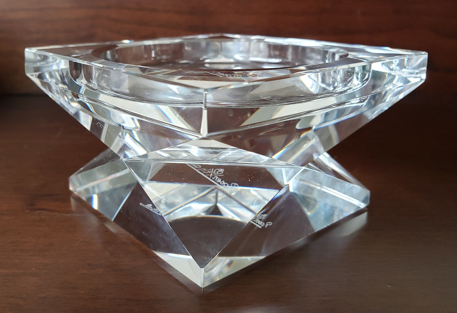 Rosenthal Faceted Clear Crystal Pillar Candle Holder Etsy
