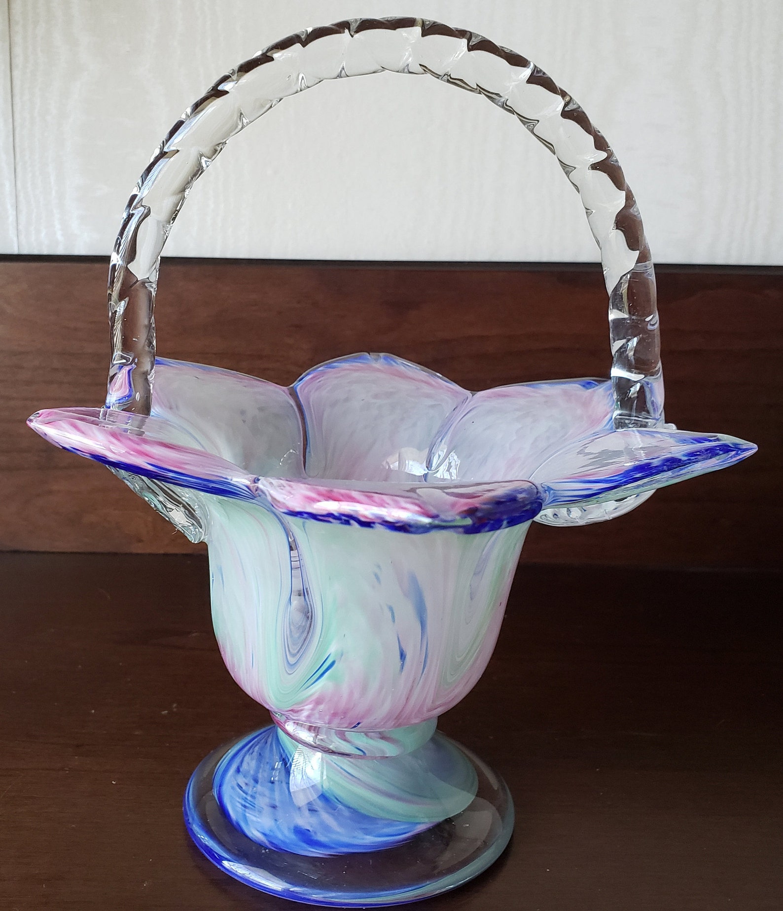 Vintage Hand Blown Glass Candy Dish Etsy