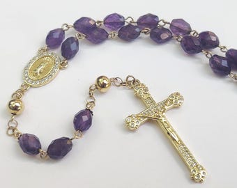 Amethyst and Gold Rosary (14k gf)