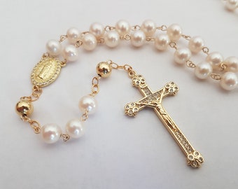 Bridal Rosary - 14k gold/freshwater pearls