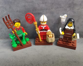 3 Saints in Lego (St. Teresa of Avila, St. Nicholas, St. Isadore)