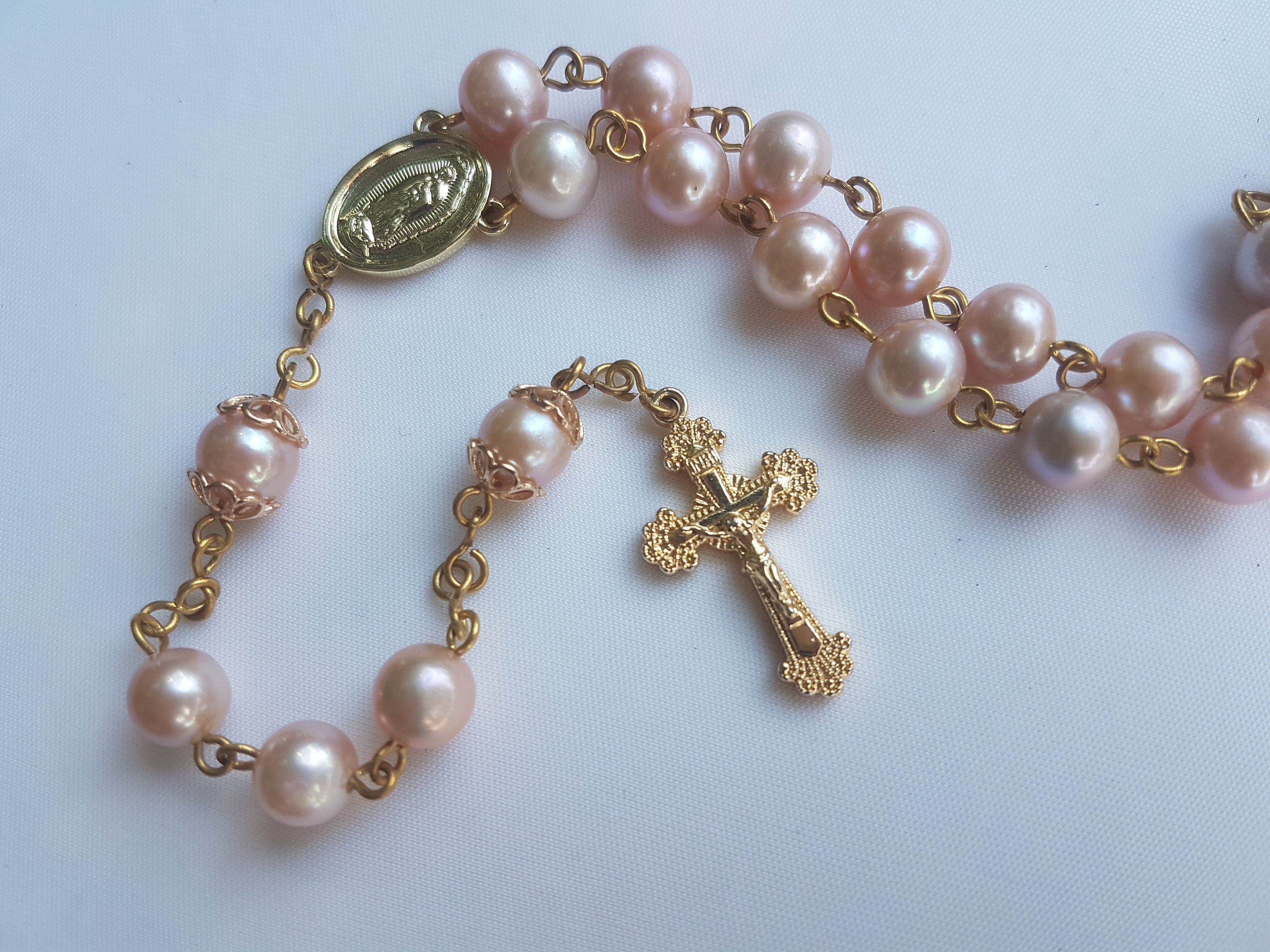 Authentic Pearl Rosary with 14k Gold fill handmade Etsy