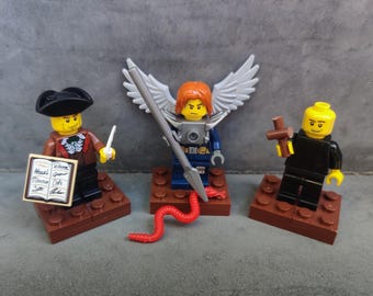 3 Saints in Lego (St. Thomas More, St. Micheal, and St. Francis Xavier)