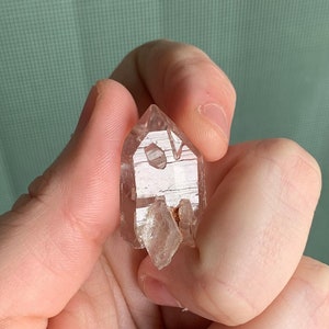 14.75gr Unique water clear Lemurian / laser style quartz point ~ 2 key shapes on one side! ~