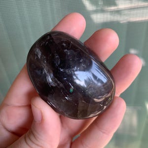 2.25&quot; Juicy black moonstone palm stone crystal