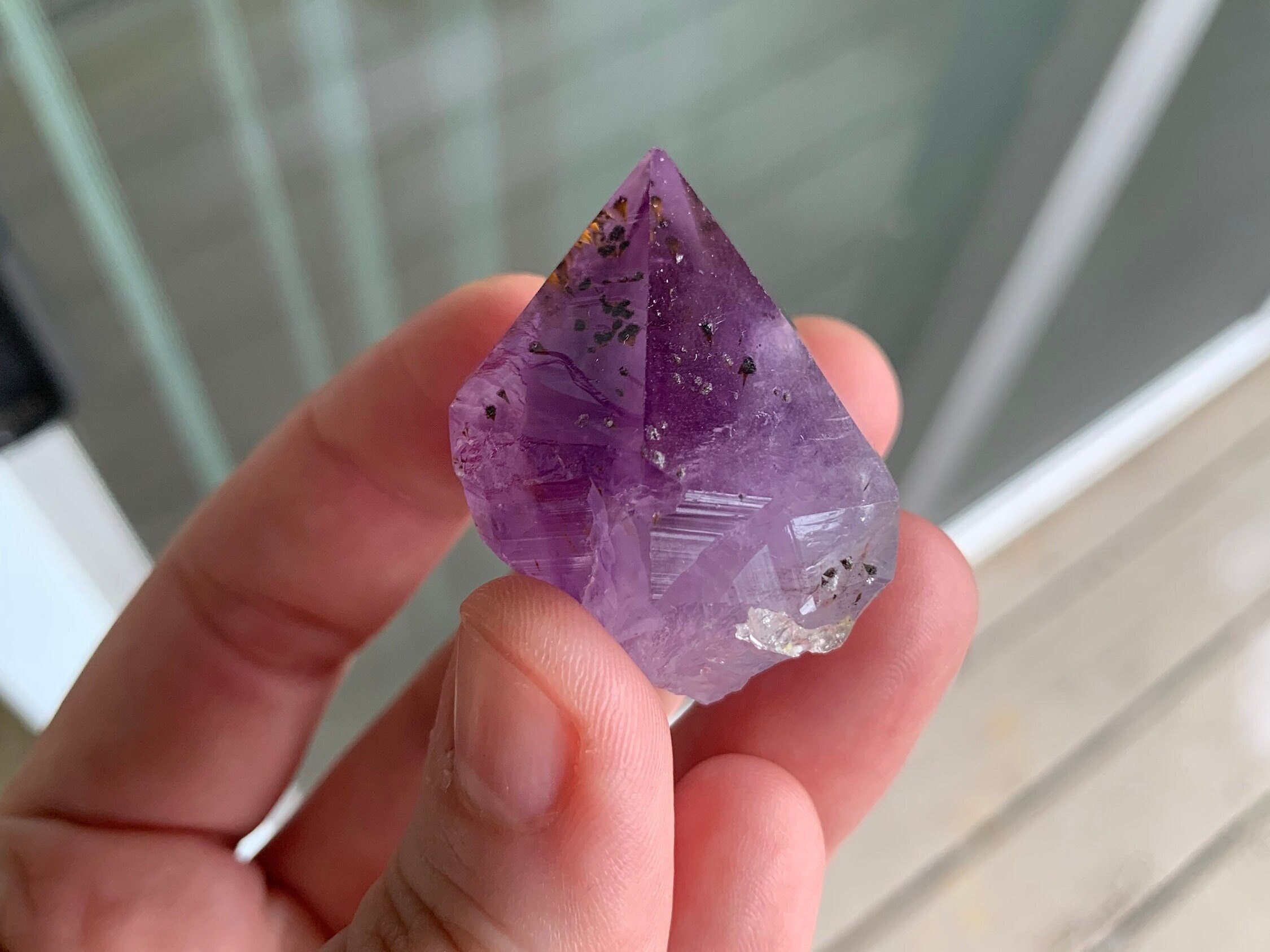 38.74gr Amethyst crystal point with Golden Cacoxenite inclusions ~ enriching & cleansing ~