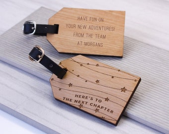 Quote Luggage Tag, Personalized Wooden Adventure Travel Tag, Custom Travel Gift, Gap Year Gift, Personalised Next Chapter Luggage Tag