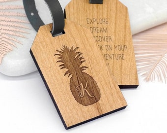 Pineapple Luggage Tag, Wooden Luggage Tag Personalized, Summer Vacation Gift, Travel Gift, Gap Year Gift, Personalised Pineapple Luggage Tag