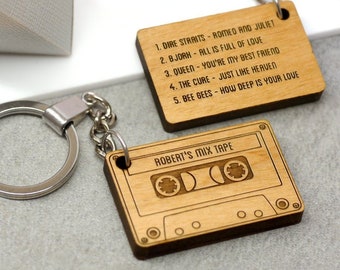 Mix Tape Keyring, Cassette Keyring, Gift For Him, Personalised Keyring, Gift For Him, Favourite Songs Gift, Our Song Keyring