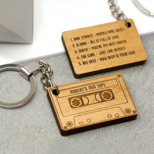 Mix Tape Keyring, Cassette Keyring, Gift For Him, Personalised Keyring, Gift For Him, Favourite Songs Gift, Our Song Keyring