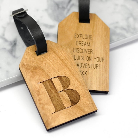 Initial Luggage Tags Personalised Letter Luggage Tags Custom Wooden Luggage Tags Travel Gift Couples Set of 2 Wooden Letter Travel Tags Etsy UK