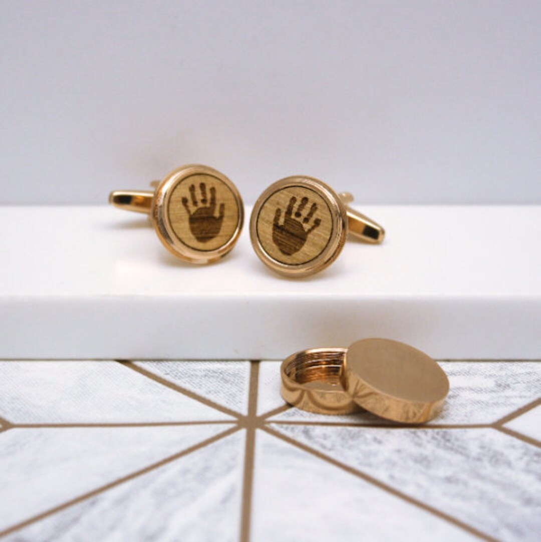 Hidden Handprint Cufflinks Personalized Round Locket Etsy