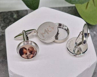 Hidden Photo Cufflinks, Personalized Locket Cufflinks, Custom Photograph Cufflinks, father's day, Round Locket Hidden Photo Twist Cufflinks