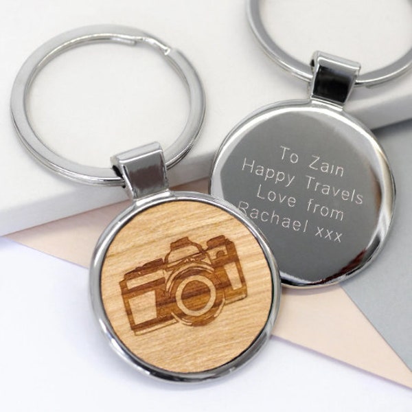 Camera Keyring Wooden, Photography Key Ring, Gift For Photographer, Father's Day, Camera Personalized Keychain, Wooden Camera Keyring