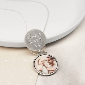Sliding Disc Necklace, Sterling Silver Necklace, Mom Gift, Custom Photo Locket, Photo Necklace, Personalised Sliding Disc Photo Necklace