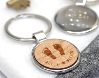Llavero de huella de bebé, Día del Padre, Regalo de papá nuevo, Recuerdo de huella, Llavero de huella de bebé, Llavero de huella personalizado