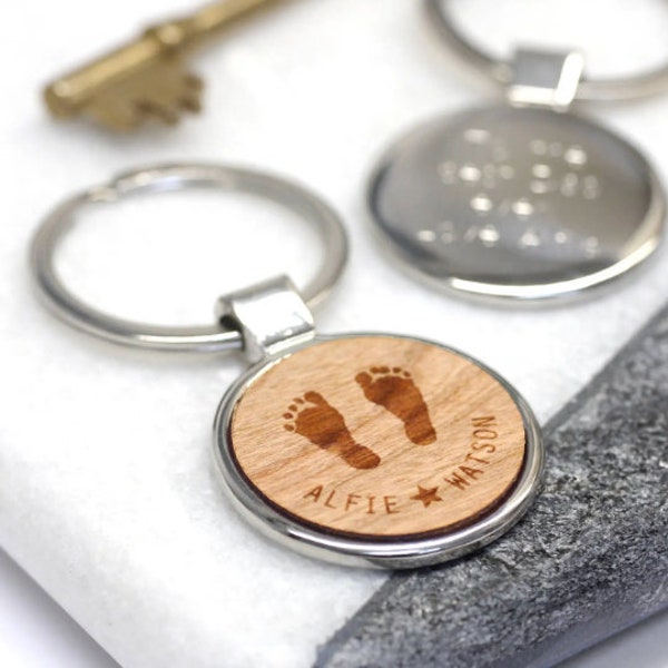 Baby Footprint Keyring, Father's Day, New Dad Gift, Footprint Keepsake, Baby Footprint Keychain, Personalised Footprint Keyring