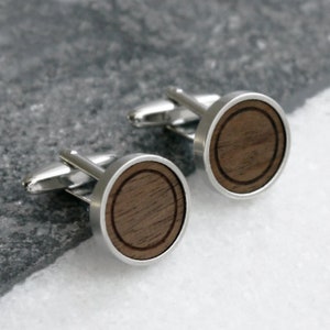 Minimalist Walnut Wood Cufflinks, 5th Anniversary Gift, Husband Gift, Minimalist Gift for Him, Personalised Minimalist Walnut Wood Cufflinks