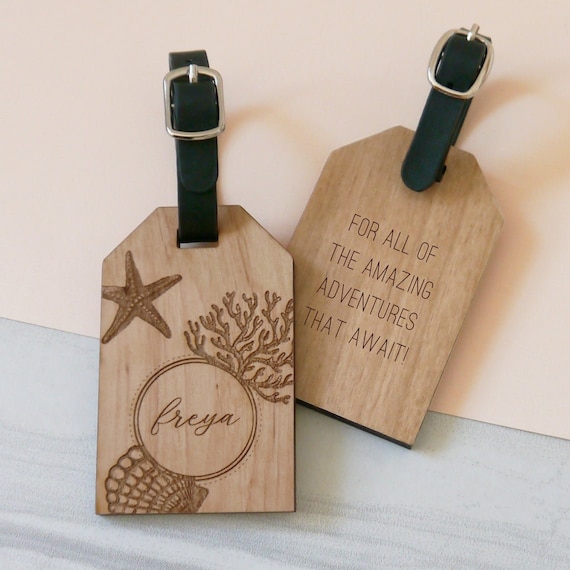 Nautical Luggage Tag, Wooden Travel Tag, Personalized Name Luggage