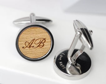 Initial Wooden Cufflinks, Monogram Personalized Cufflinks, Custom Initial Cufflinks, Groomsmen Gift, Personalised Wooden Initial Cufflinks