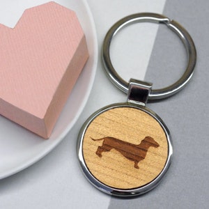 Dachshund Keyring, Wooden Sausage Dog Key Ring, Sausage Dog Key Chain, Dachshund Gift, Gift for Dog Lover, Wooden Dachshund Keyring