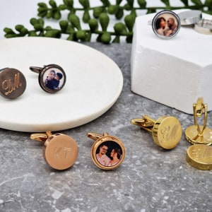 Hidden Photo Cufflinks, Personalized Locket Cufflinks, Custom Photograph Cufflinks, father's day, Round Locket Hidden Photo Twist Cufflinks image 2