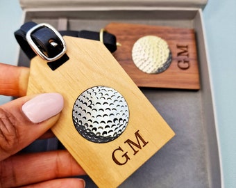 Personalised Wooden Golf Ball Bag Tag, Golfing Gift, Personalized gift for golfer, golf enthusiast, golfing anniversary gift, golf lover