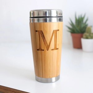 Taza de viaje inicial, taza de viaje con carta personalizada, regalo de papá, regalo para amantes del café, día del padre, taza de viaje inicial personalizada