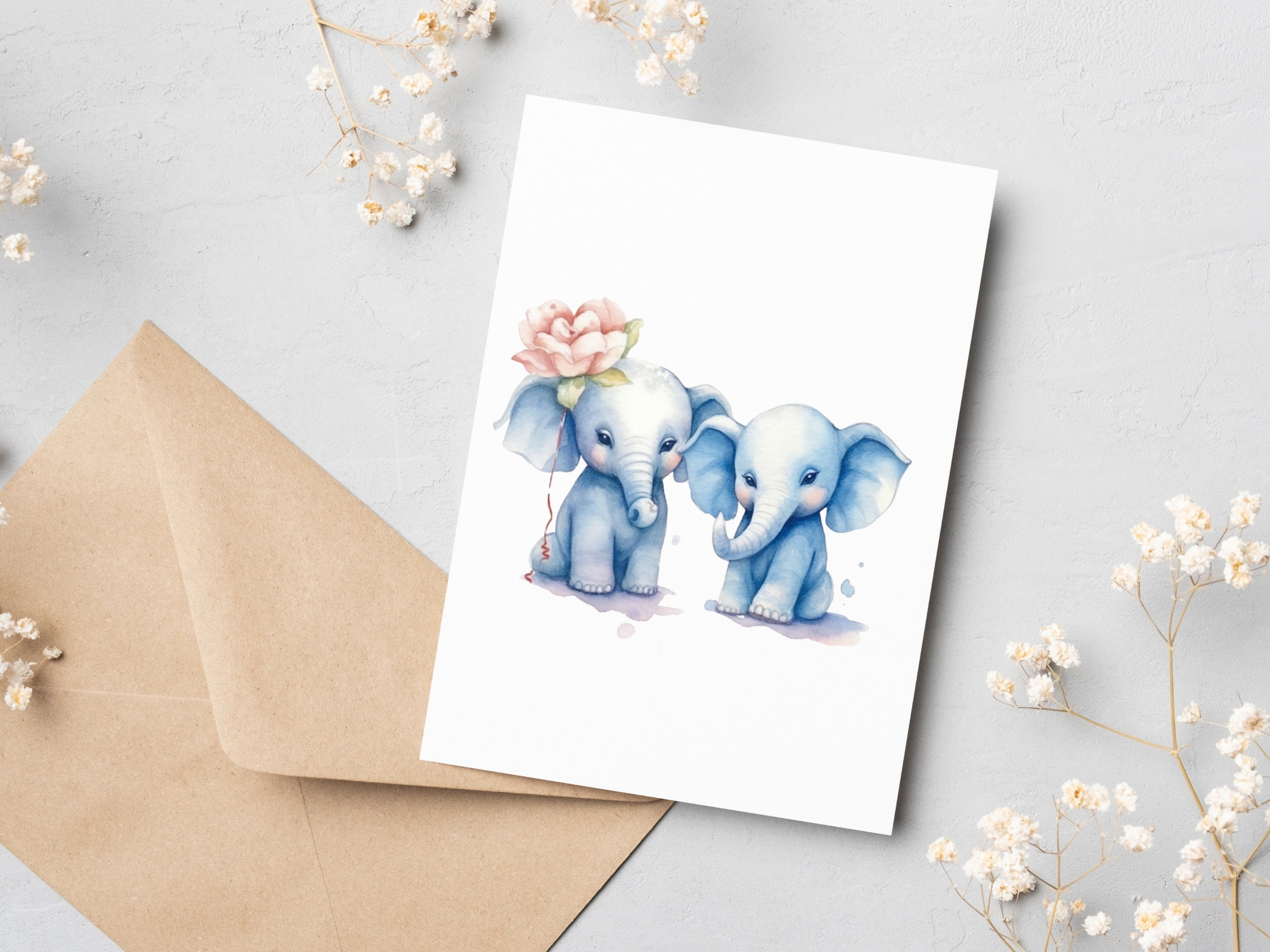 Watercolor Baby Elephants Clipart Set Nursery Wall Art, Birthday Art ...