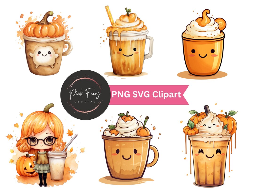 Fall Vibes Pumpkin Spice Latte Clipart | Printable Art for Card Making ...