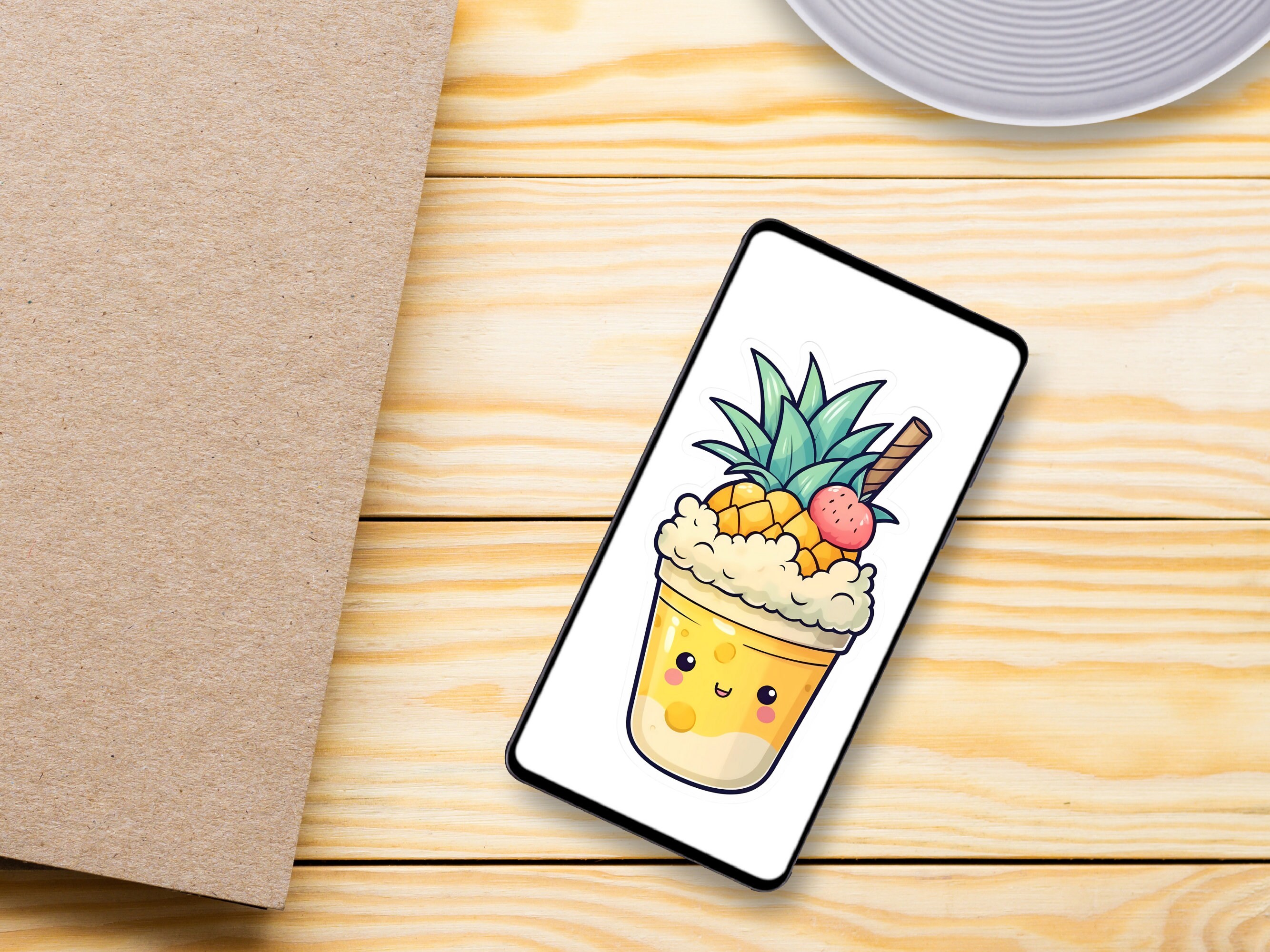 Kawaii Pina Colada Clipart Cute Tropical Digital Art PNG & SVG Files ...