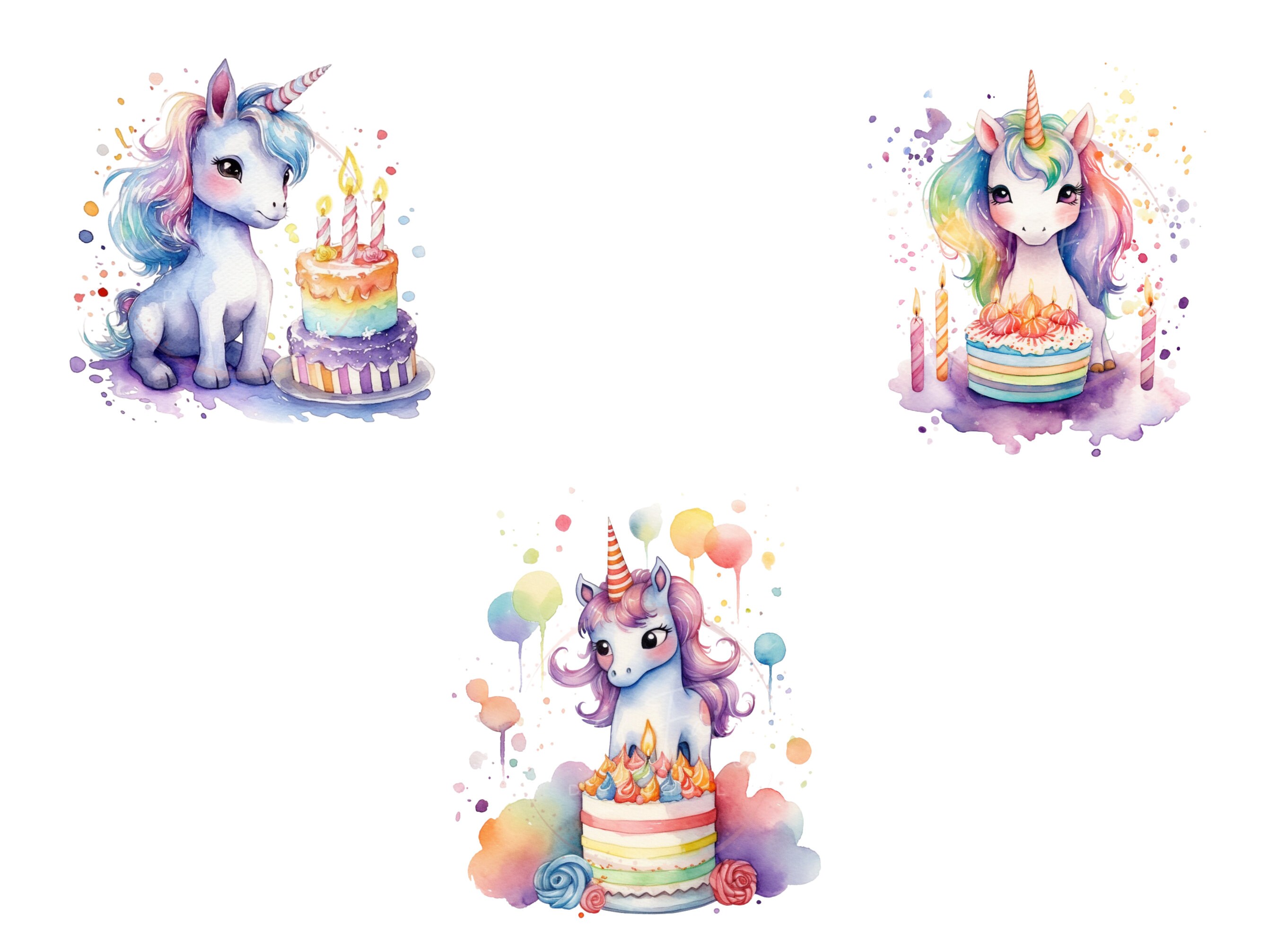 Happy Birthday Unicorn Clipart PNG SVG Sublimation Digital Art Journal ...