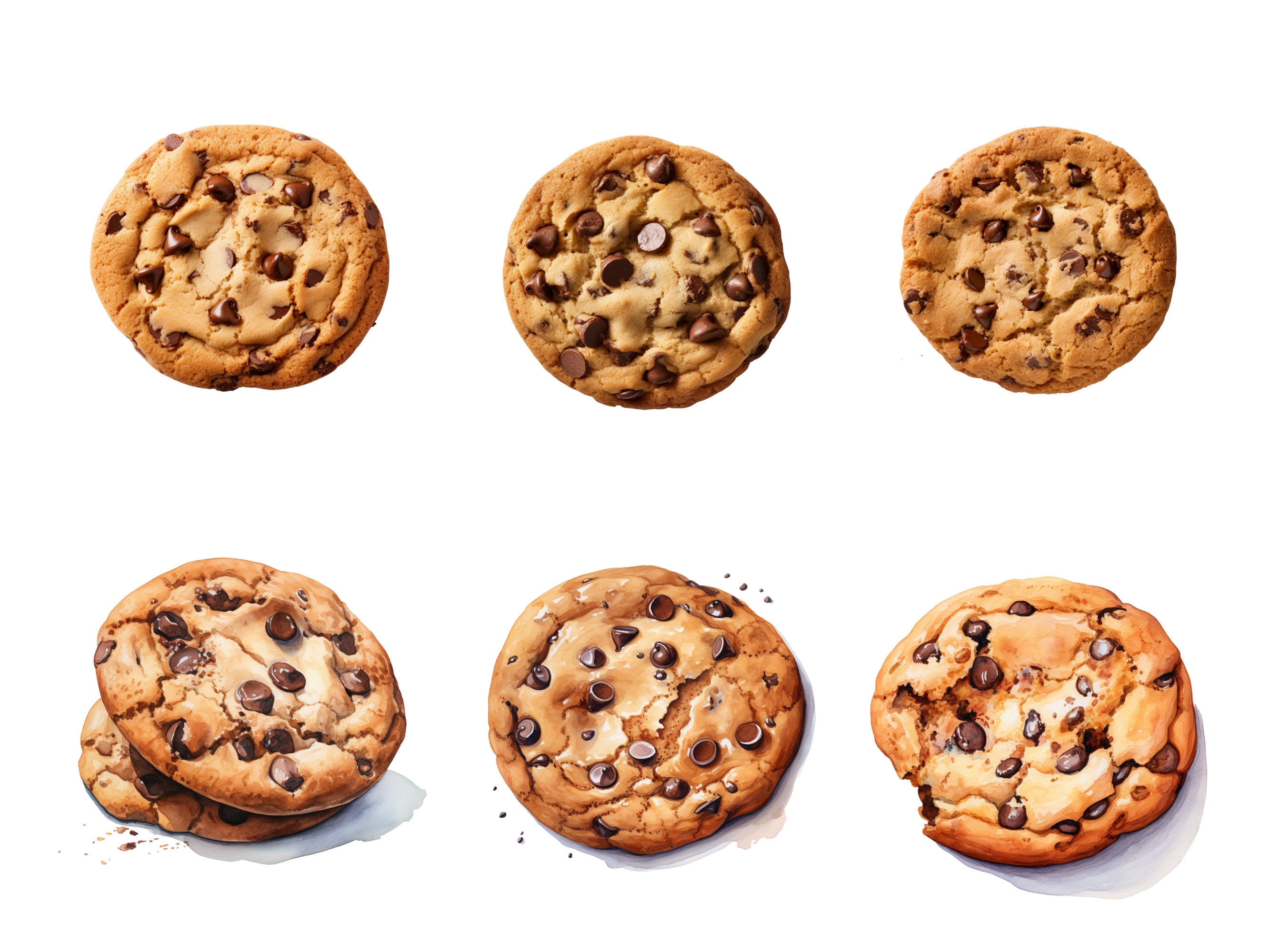 Chocolate Chip Cookies Clipart Set Perfect for DIY Crafts Etsy