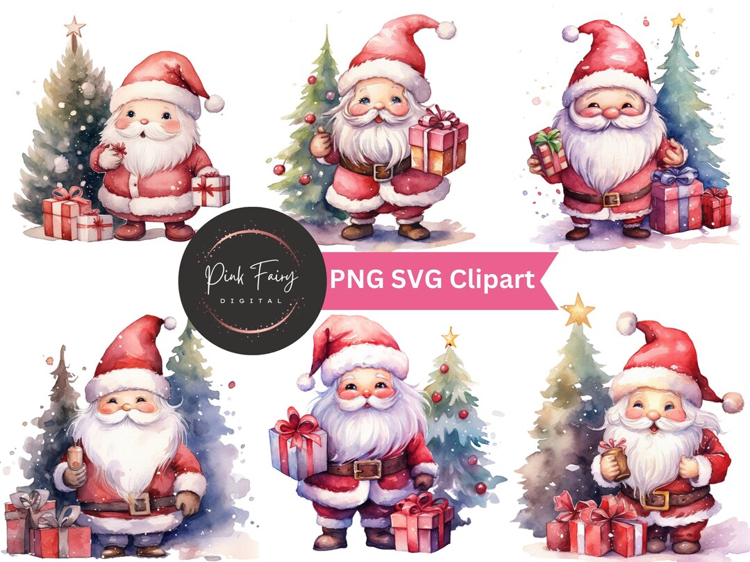 Watercolor Santa Claus Clipart Set | PNG SVG Graphics (digital Download ...