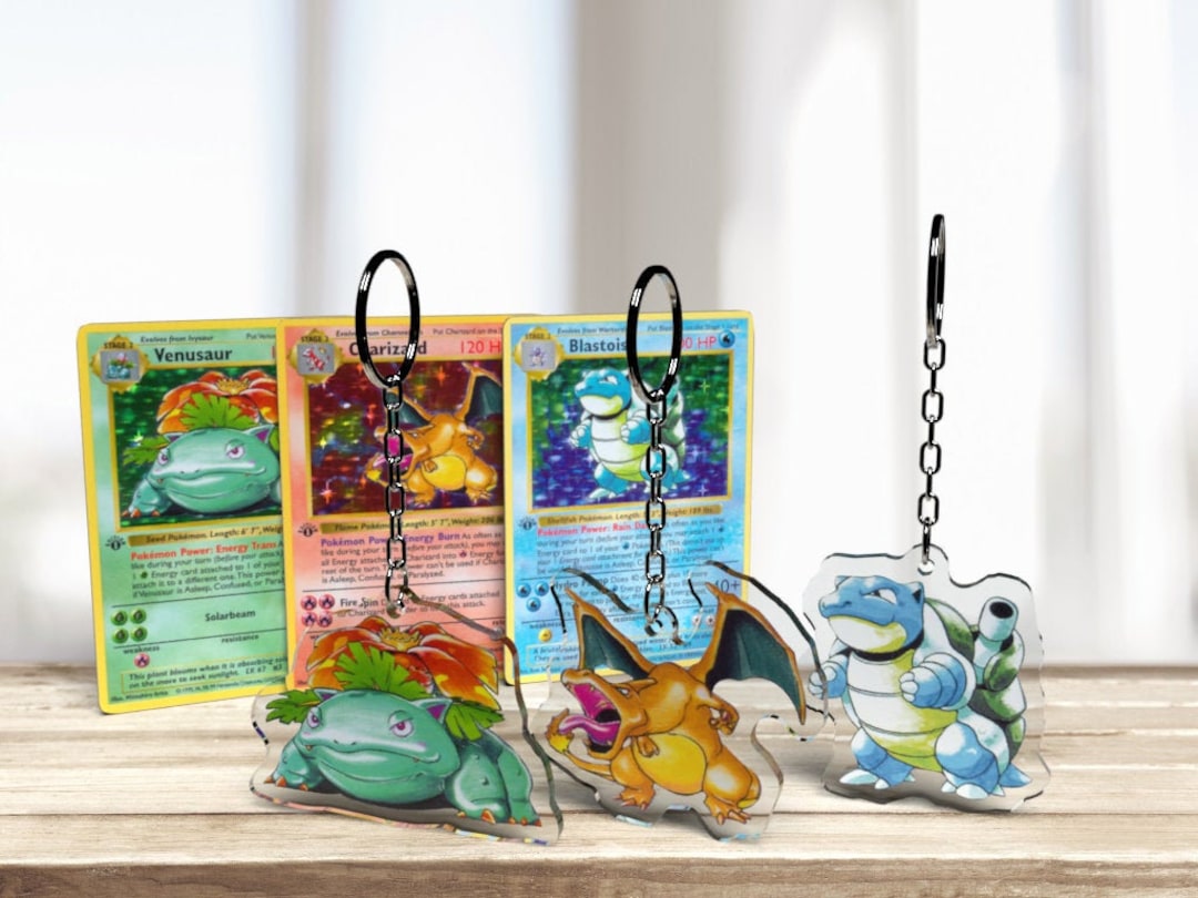 Base Set TCG Venusaur Charizard Blastoise Keychain Etsy