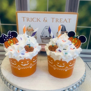 Handmade Halloween Faux Cupcakes: Mickey Minnie Inspired Tiered Tray Decor