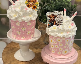 Handcrafted Highlander Spring Faux Cupcakes- Home Decor- Coffee Bar