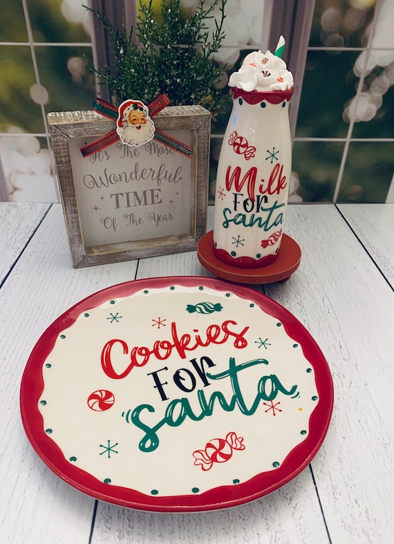 Mug Milk Bottle Milk And Cookies For Santa Plate Set Personalized