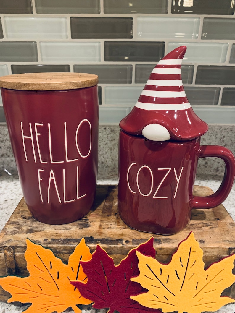 Rae Dunn Fall Canister and Mug Cozy Fall Gnome Tiered Etsy
