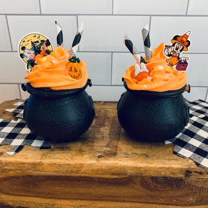 Halloween Faux whipped cauldron- Spooky decor- Halloween- Boo Decor-Halloween displays Mickey and Minnie