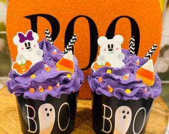 Halloween Faux Cupcakes Mickey Minnie Ghost Inspired. Tiered tray decor.Spooky decor.