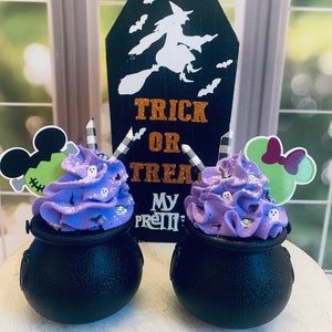 Halloween Faux Cauldrons- Mickey- Minnie- Frankenstein Spooky Decor- Tiered Trays