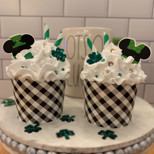 Luck of the Irish Decor- Faux Cupcakes- Tiered Tray Decor- Coffee Bar-St Patrick’s Day- Mickey