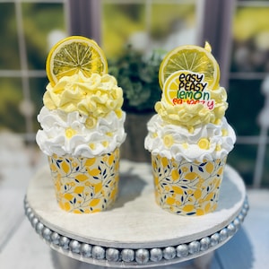 Summer Lemon Faux Cupcakes- Tiered Tray Decor