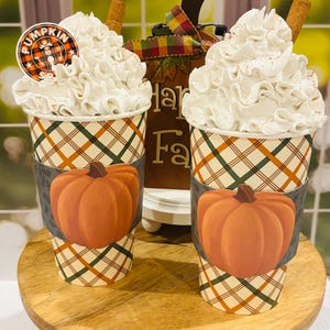 Faux Pumpkin Spice Coffee Cups: Fall Coffee Bar Decor