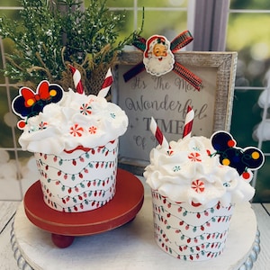Handmade Christmas Faux Cupcakes: Mickey and Minnie Tiered Tray Decor