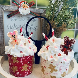 Christmas Mickey Minnie Faux Cupcakes- Gingerbread - Tiered Tray Decor