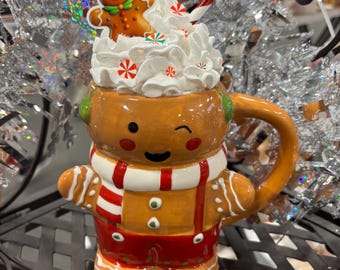 Gingerbread Mug- Faux Icing- Christmas Decor- Hot Cocoa Bar