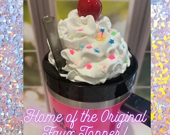 Stanley Tumbler Topper Accessory- Faux Icing with Bright Multi Stars Stanley Cups- 40oz Cup